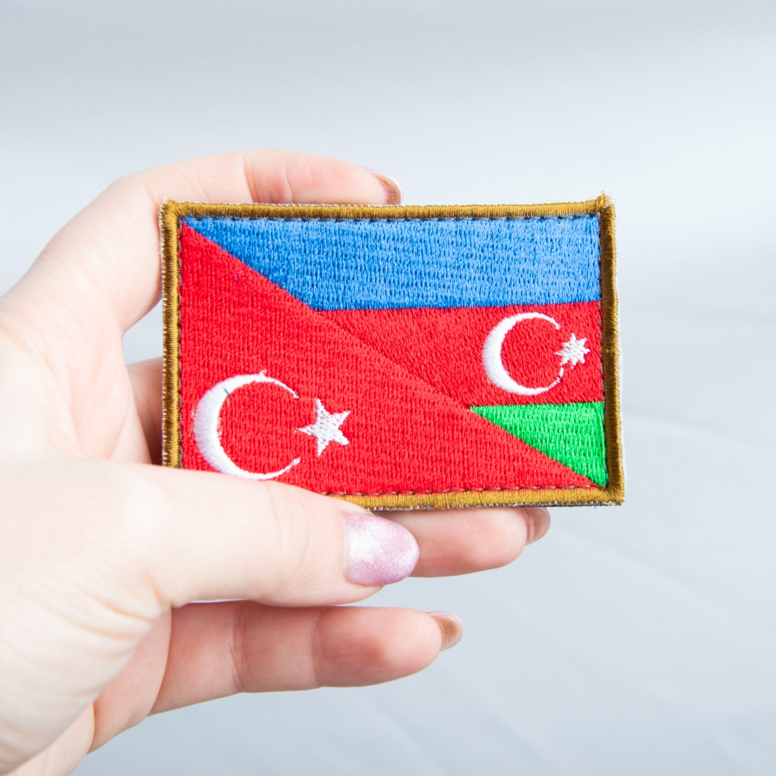 Embroidered Patch — Turkey and Azerbaijan Flag, 5x8 cm