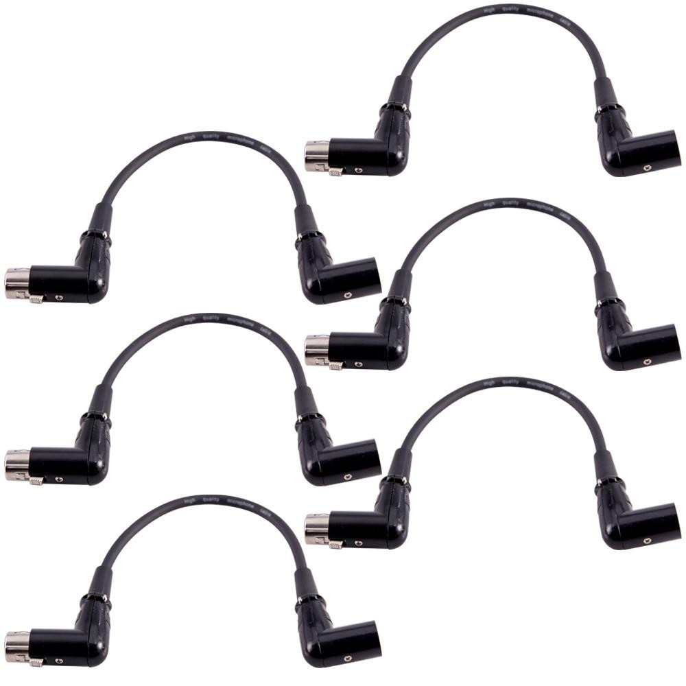 SARAX1 6 Pack 1ft Right Angle XLR Patch Cables