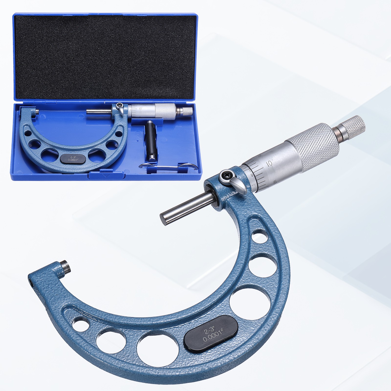 Outside Micrometer, 2-3inch Range 0.0001" Accuracy, Blue