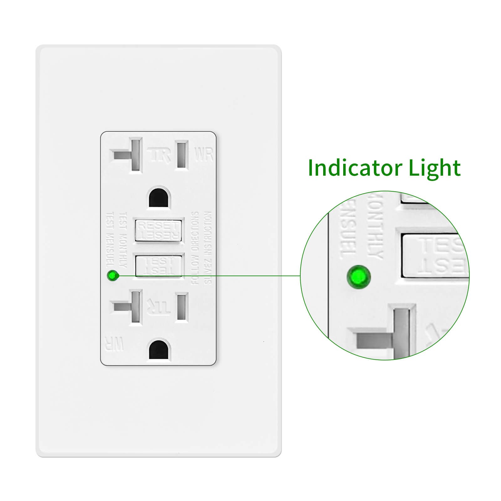 2x GREENCYCLE GFCI 20A White Outlet Tamper Resistant (TR)&Weather Resistant (WR)