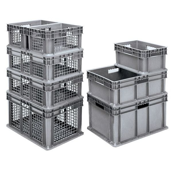 Akro-Mils 37208Grey Straight Wall Stackable Storage Container, 6.7 Gal, 15-3/4