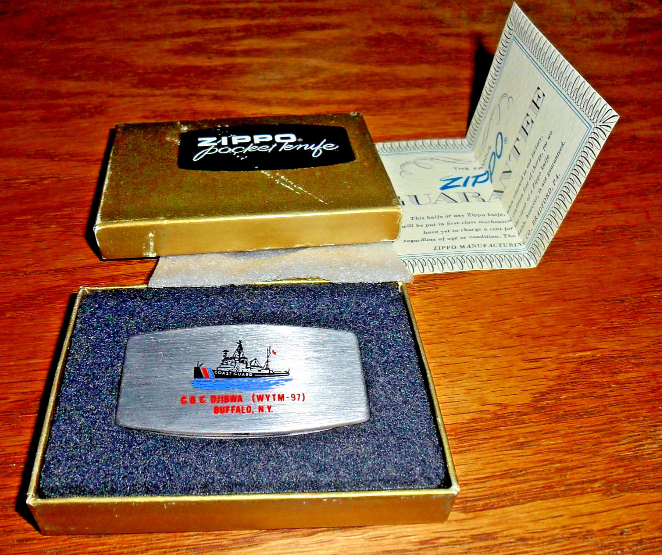 🚢⚓ Zippo Pocket Knife US Coast Guard  USCGC Ojibwa Buffalo NEW YORK New in Box