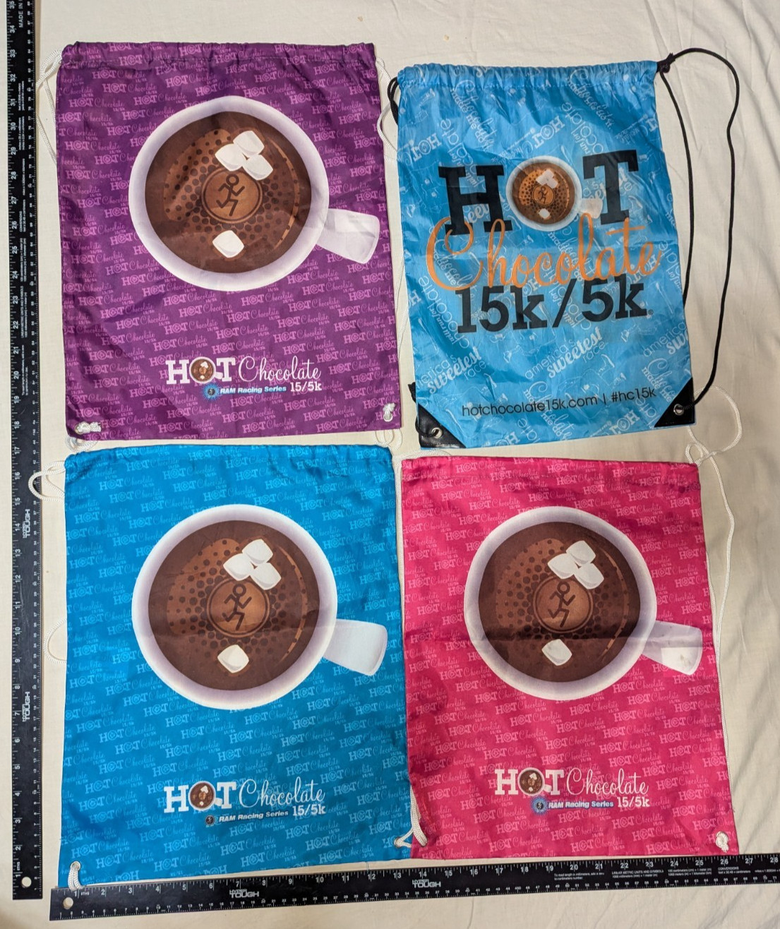 Hot Chocolate Run Ram Racing Draw String Backpack Swag Bag 15k/5k Running