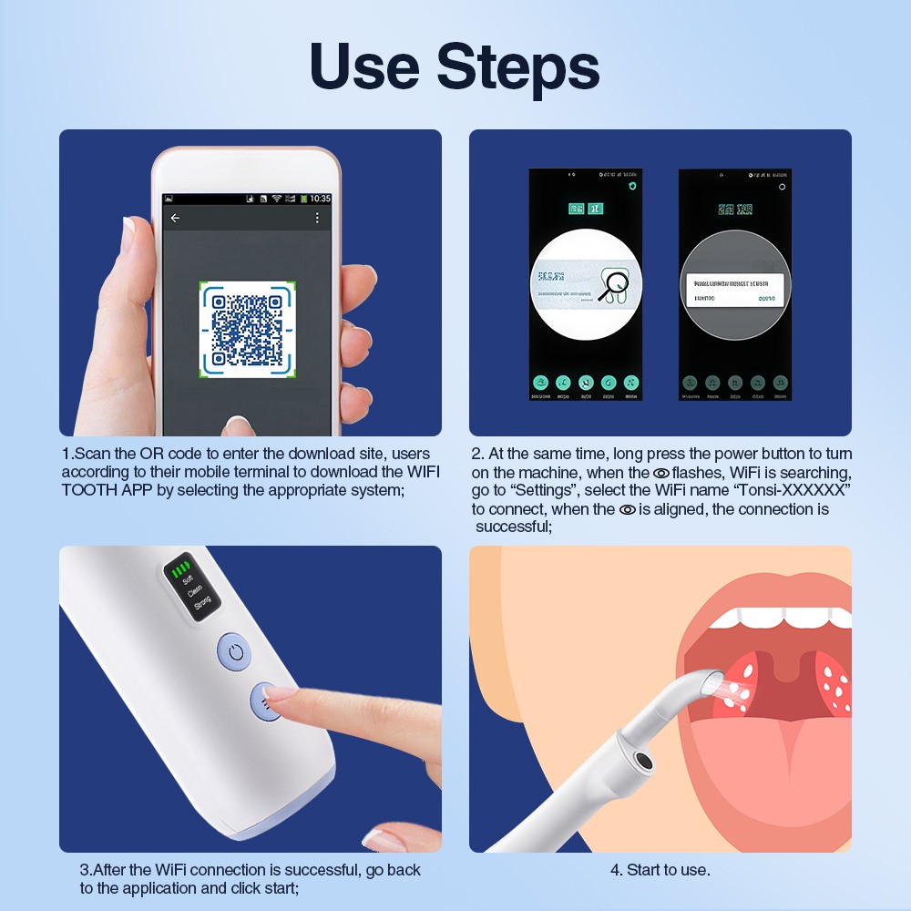 Visible Tonsil Stone Remover Kit with HD Camera, 3 Suction Levels, LED Light