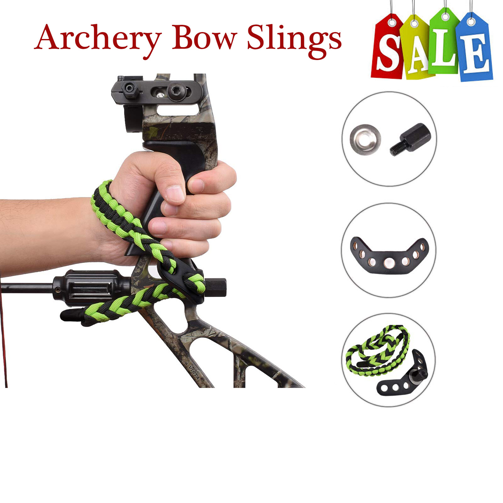 Bow Wrist Sling Strap Braided Compound Bow Adjustable Paracord 550 for Hunting