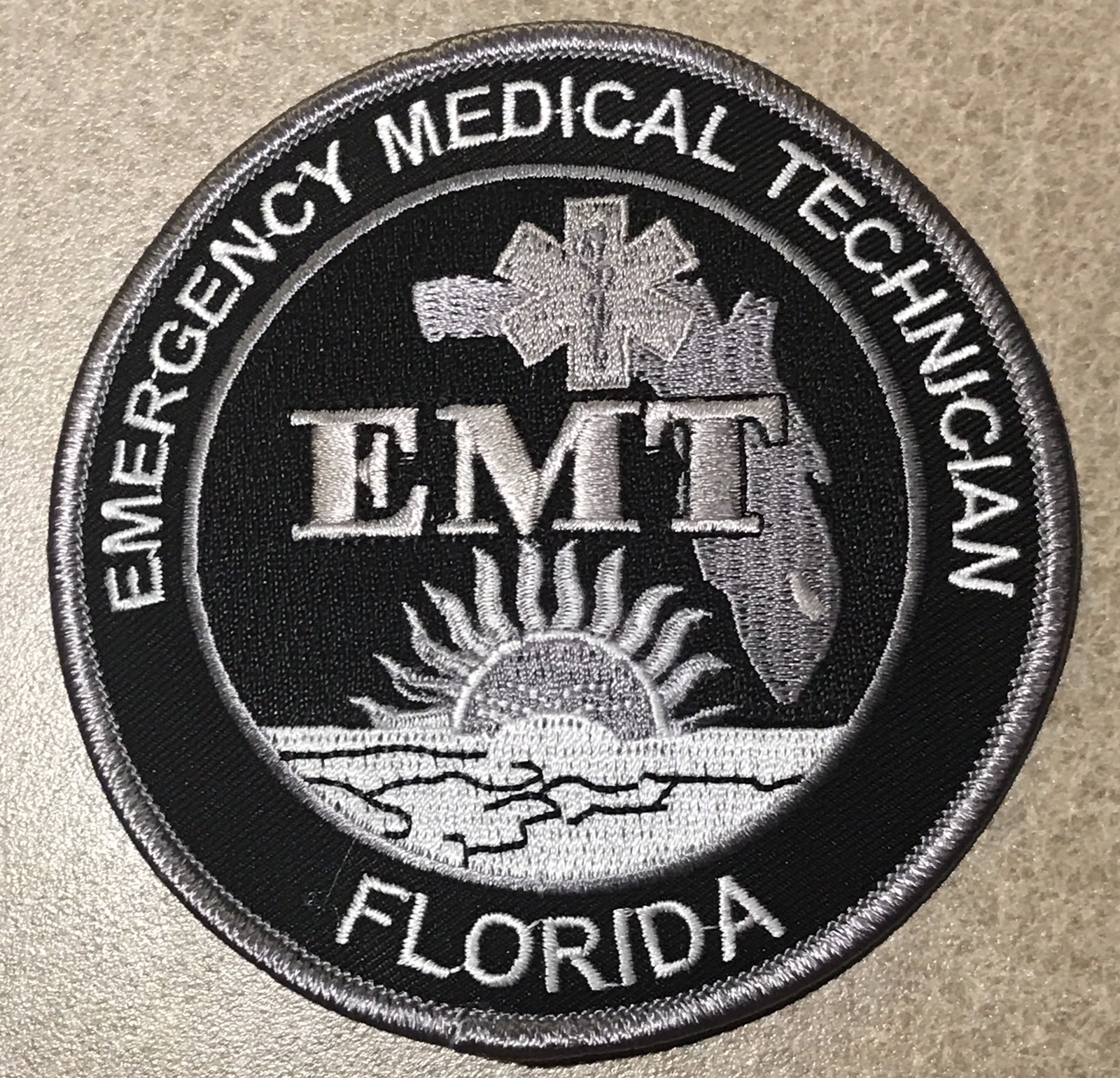 Florida EMT (Emergency Medical Tech) Patch- Subdued Black 4" -FREE SHIPPING