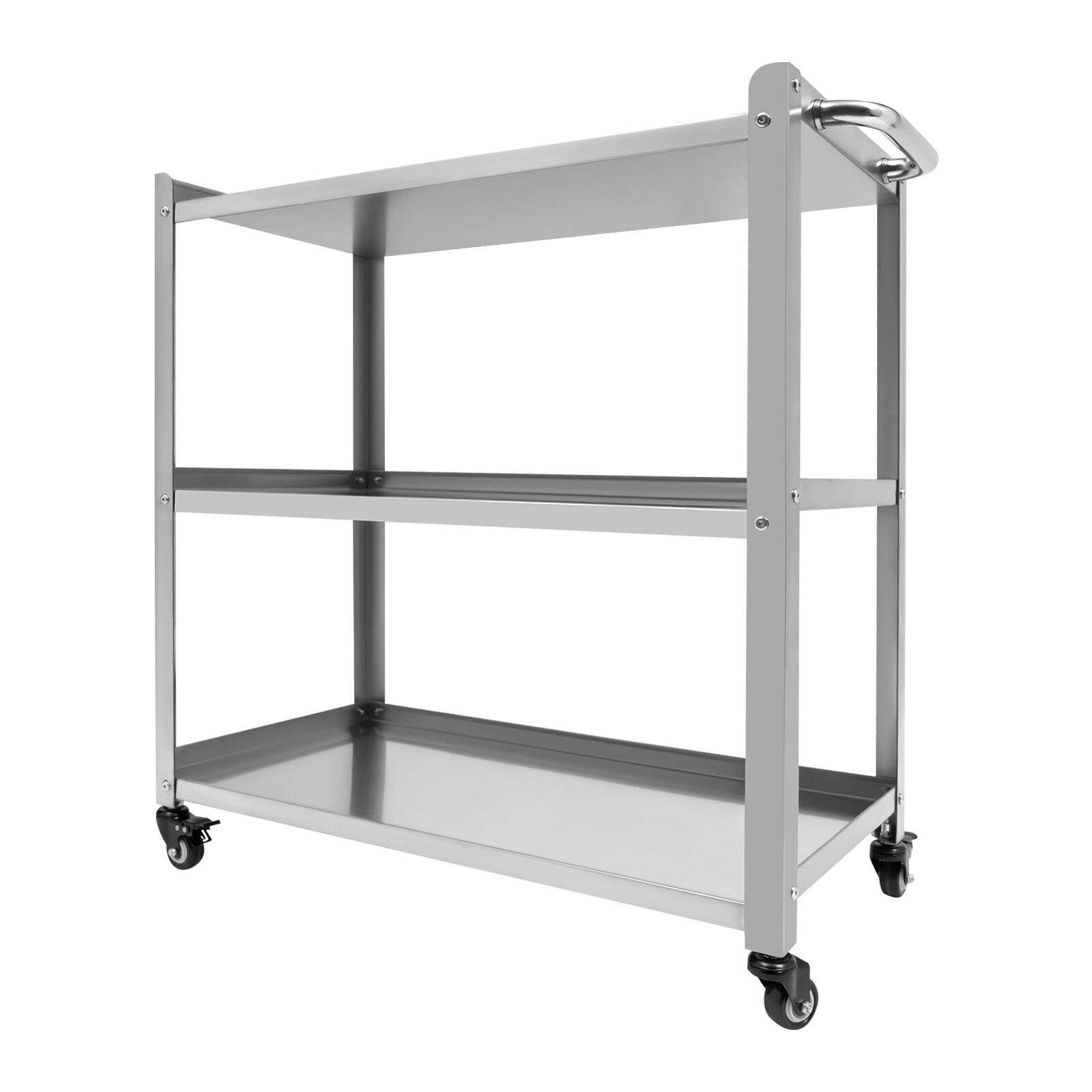 Stainless Steel Kitchen Trolley Cart, Utility Serving Storage Rolling Car Shelf