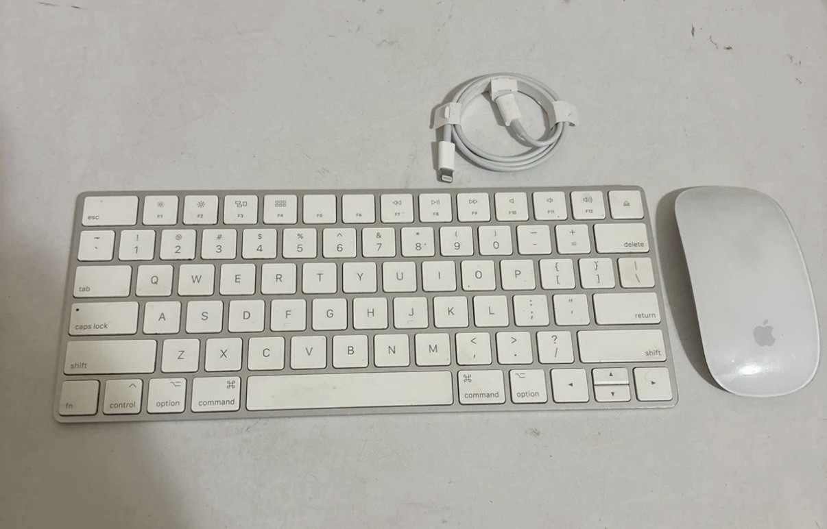 Apple Magic Keyboard (A1644) and Mouse (A1657) White And Apple Chord