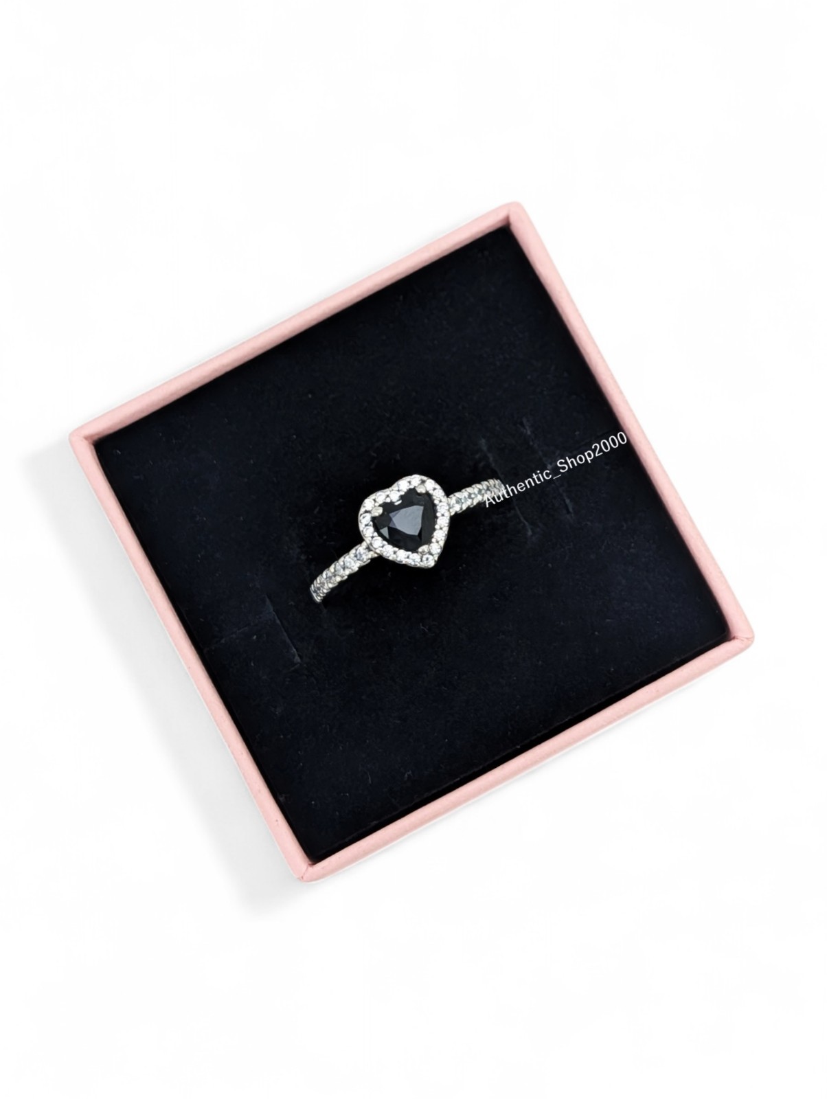 New 100% Authentic PANDORA 925 Sparkle Pave Elevated Black Heart Ring 198421C04