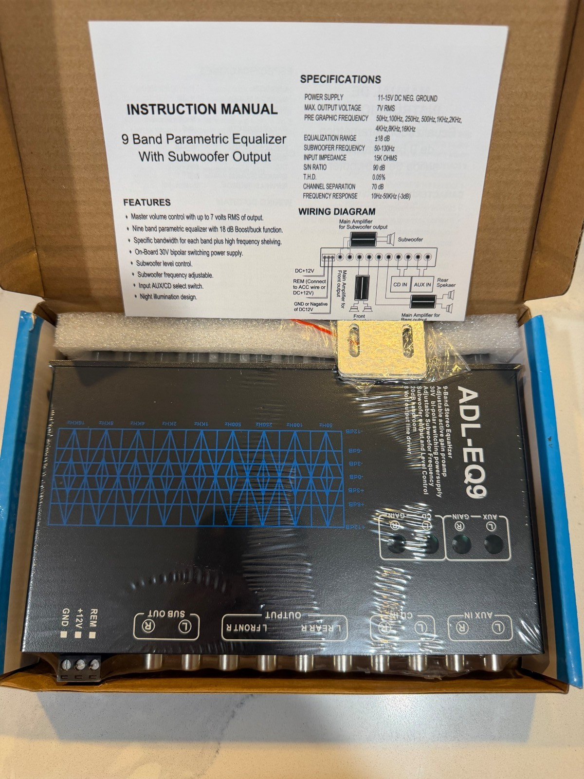 ADL-EQ9 9-Band Car Stereo Equalizer EQ Line Driver