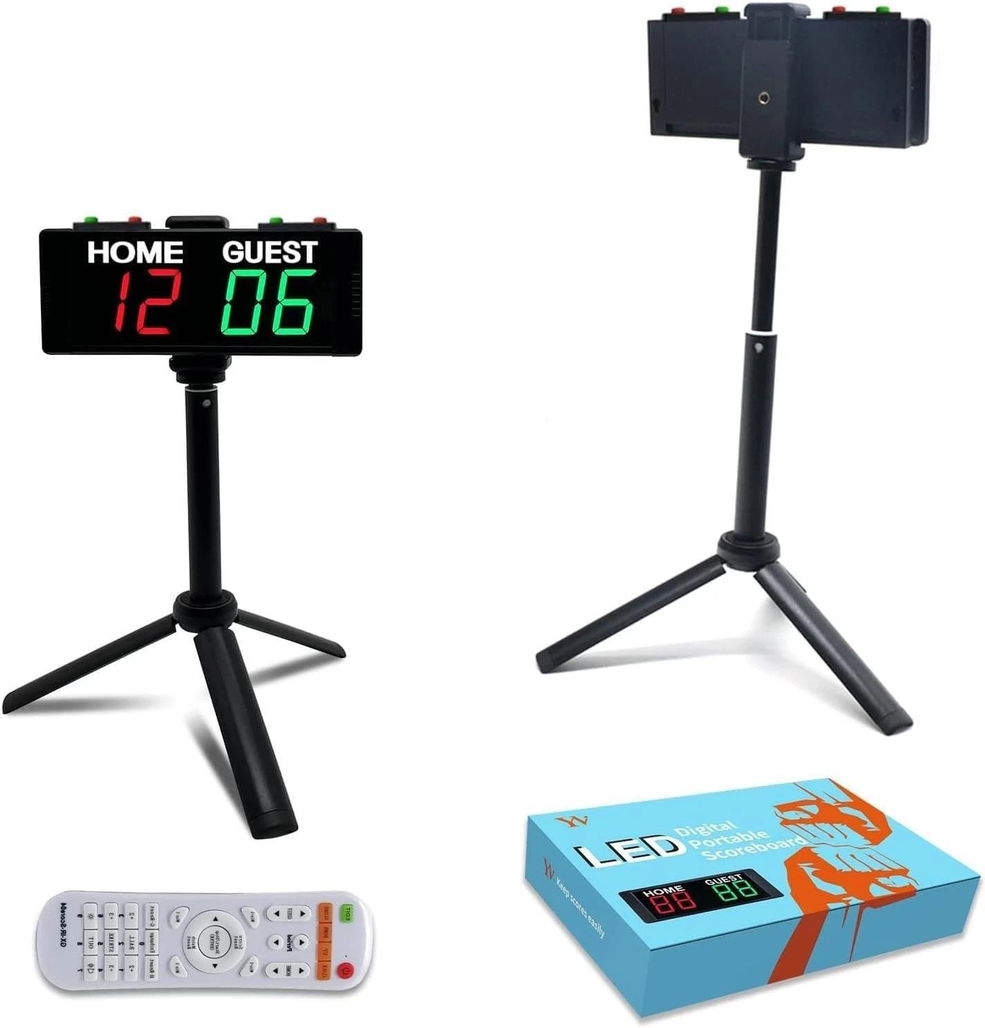 Battery Powered Scoreboard Clock Timer with Buttons, Portable Digital Scorebo...