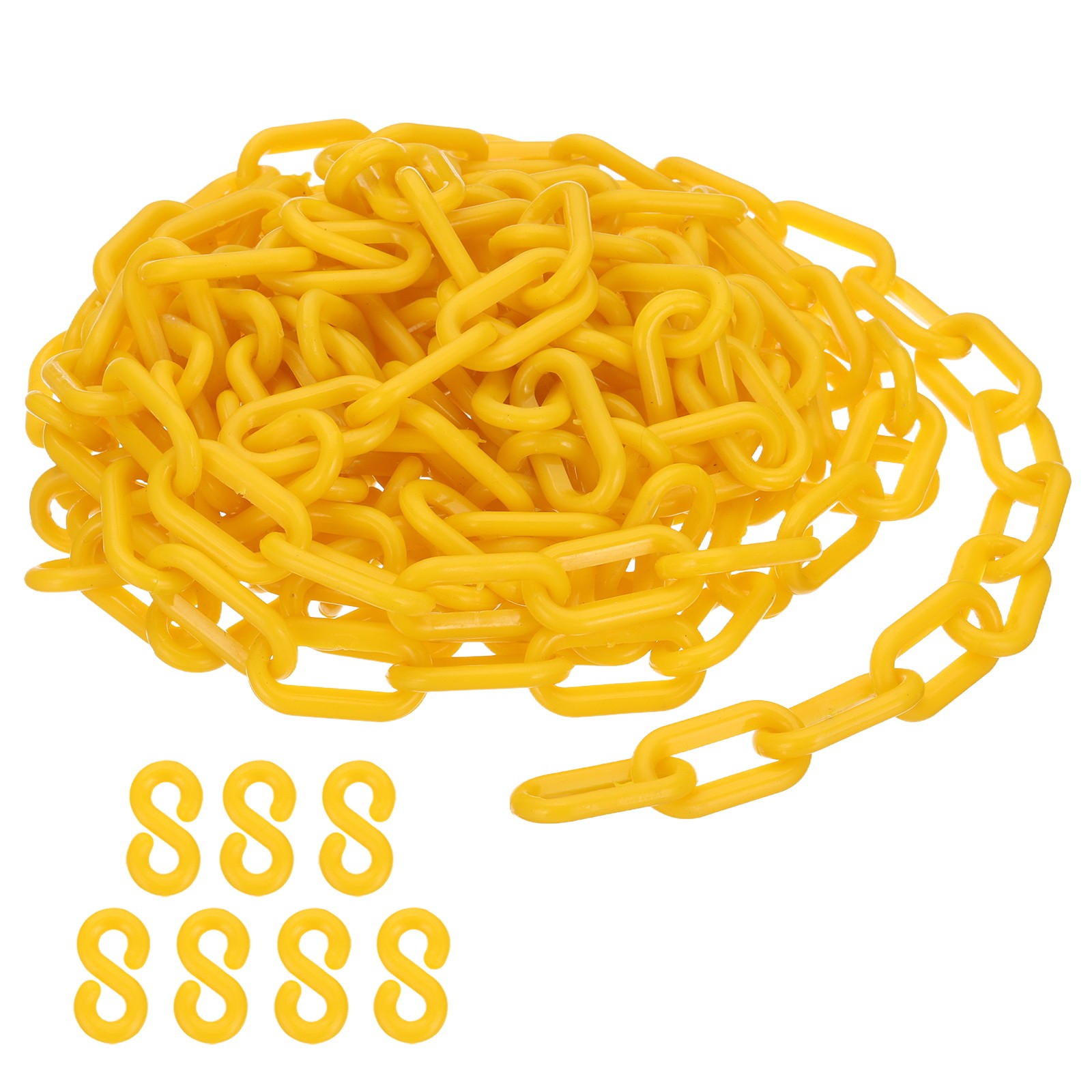Yellow Plastic Chain, 16 ft 6mm Safety Barrier Chain
