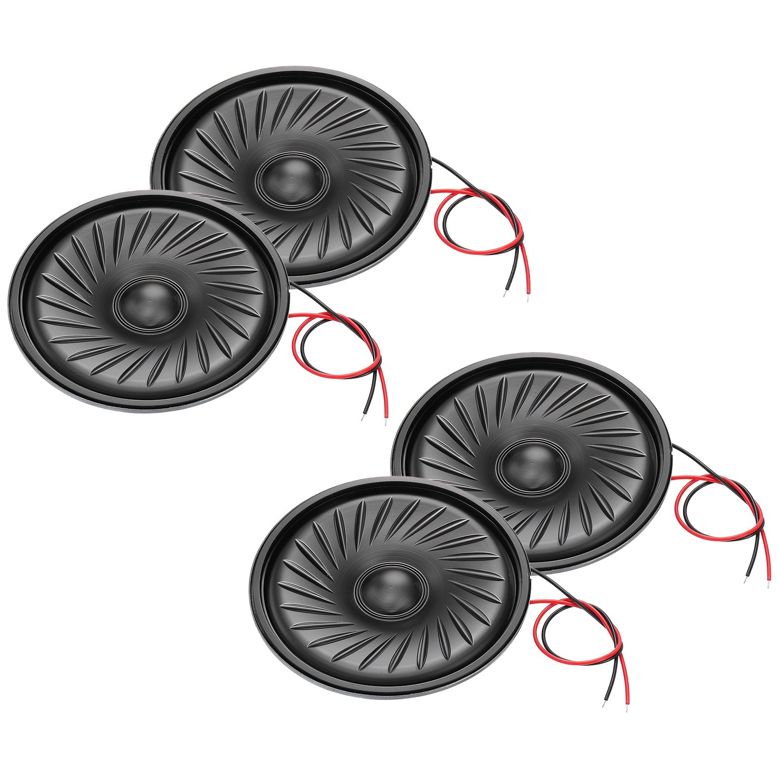 4 Pcs 0.5W 8 Ohm Small Speakers Metal Round Speaker with Wires, 57x8.5mm Black