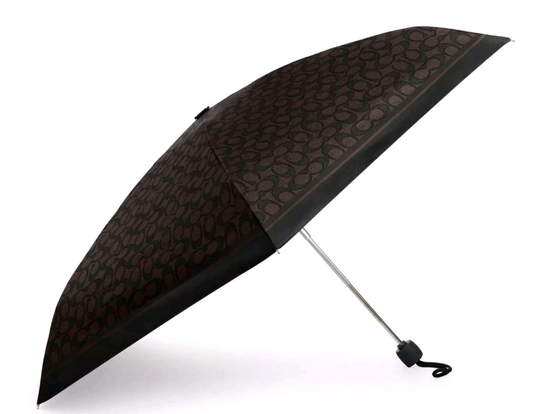 💜Coach UV Protection Mini Umbrella - CZ197 Walnut Black - NWT Factory Sealed