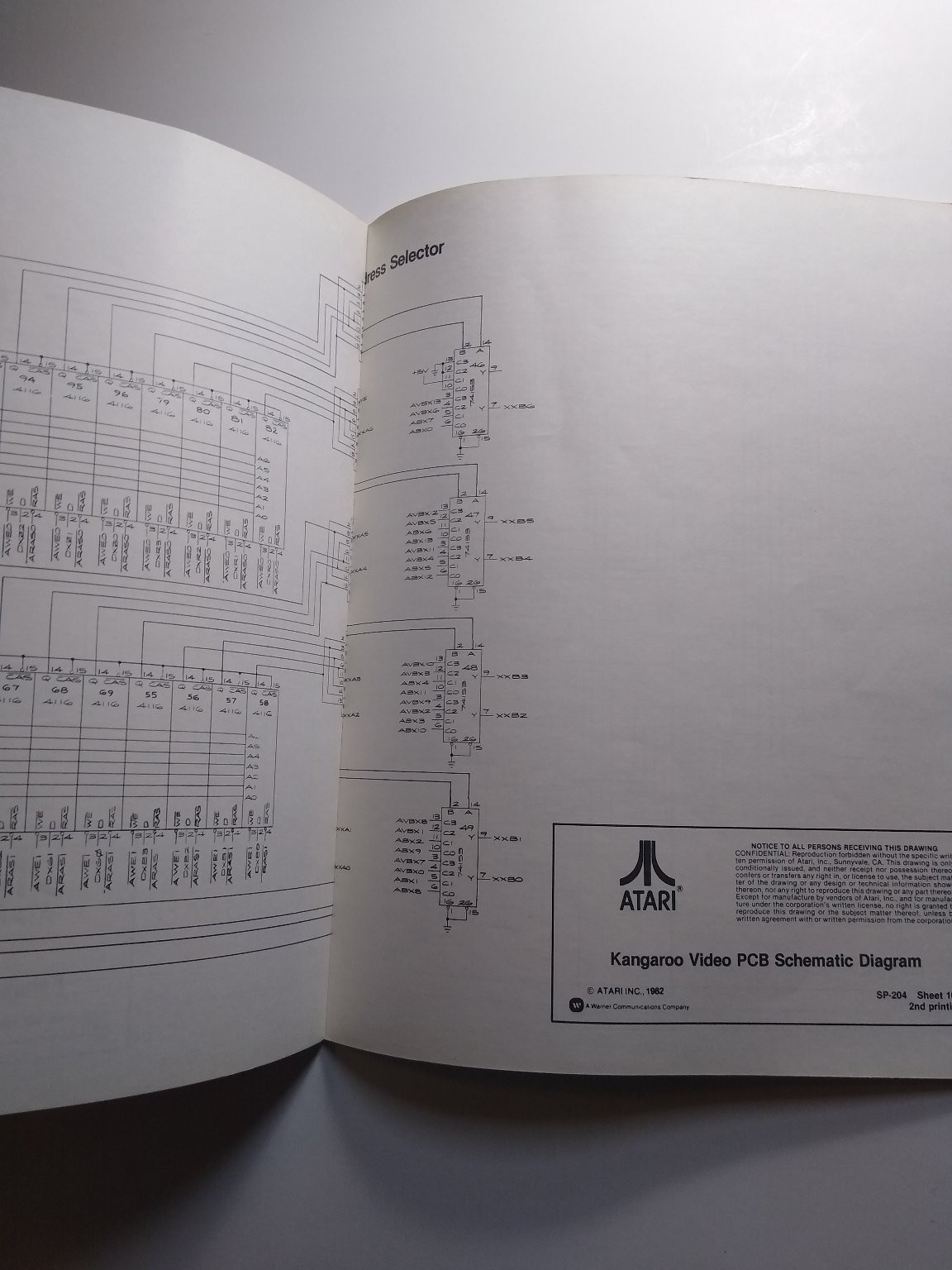 Atari Kangaroo Arcade Manual SP-204 1982 Schematics Service Guide
