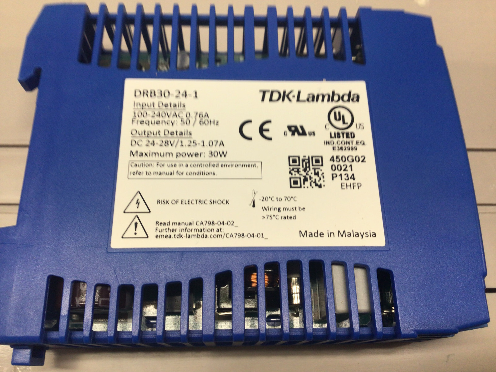 TDK.Lambda 24 VDCPower Supply DRB30-24-1 100-240VAC