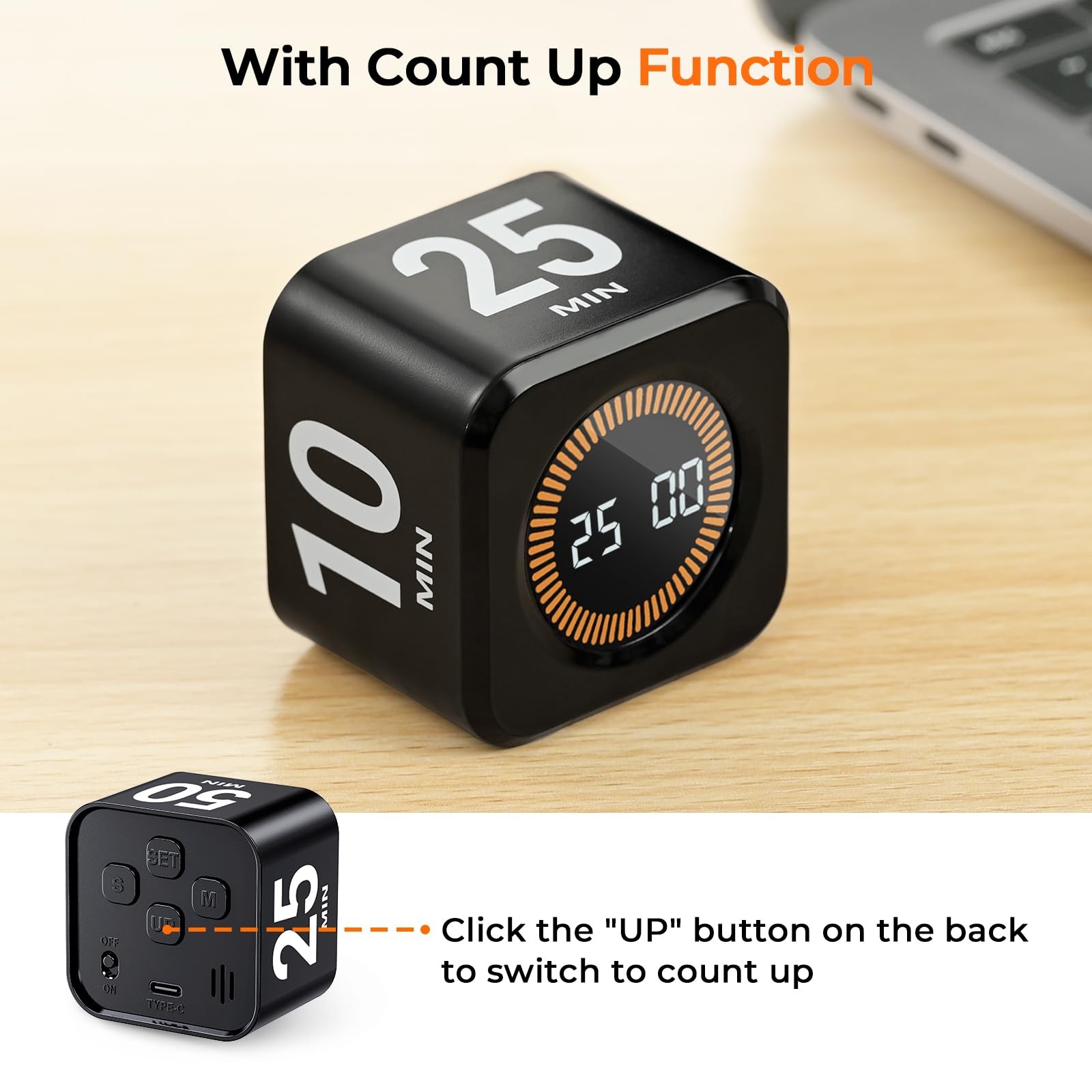 Pomodoro Timer Cube, Cool Stuff Gadgets, Visual Timer with Gravity, Countdown...