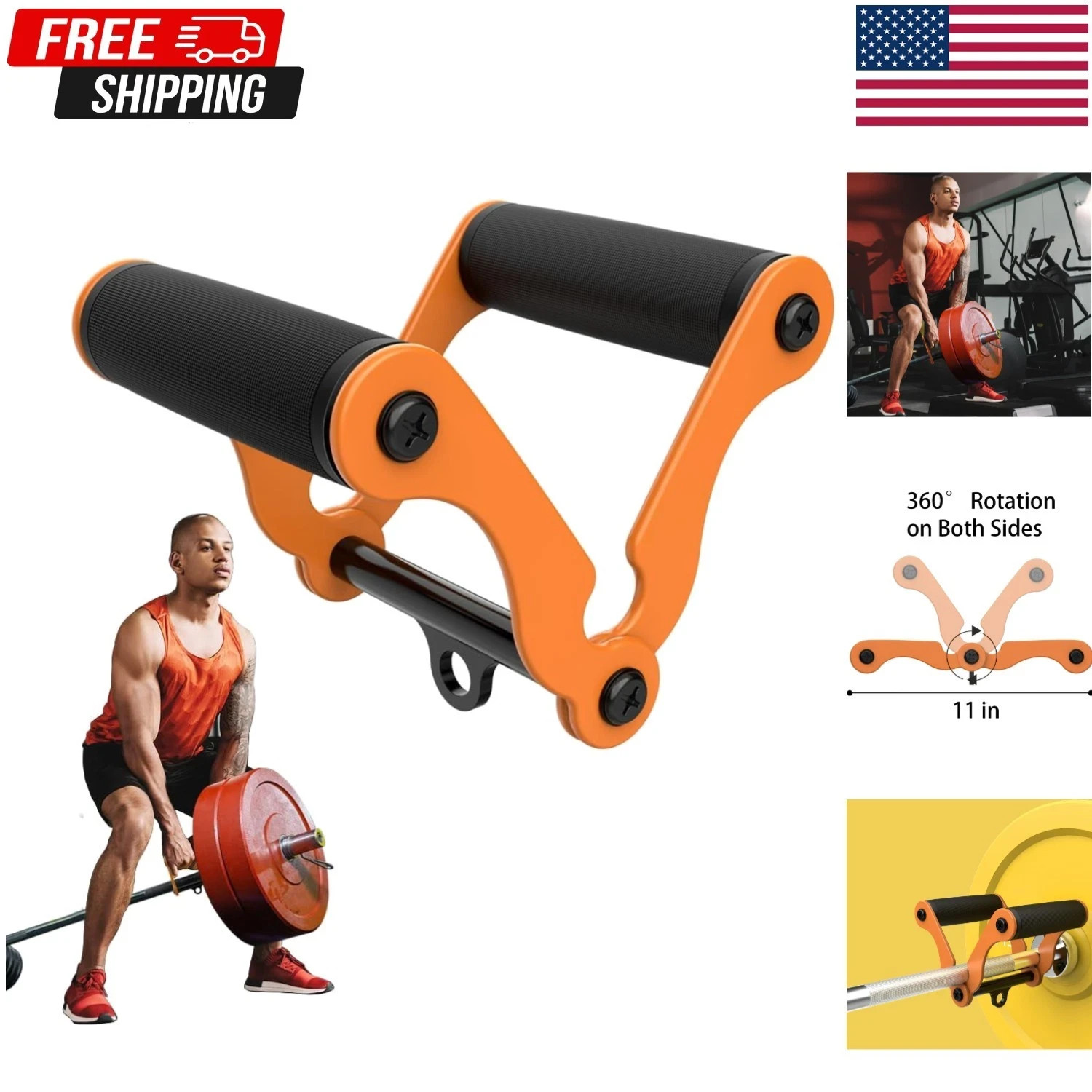 V Bar T-Bar Row Landmine Handle Attachment for Barbell Bars, Solid Mine Double