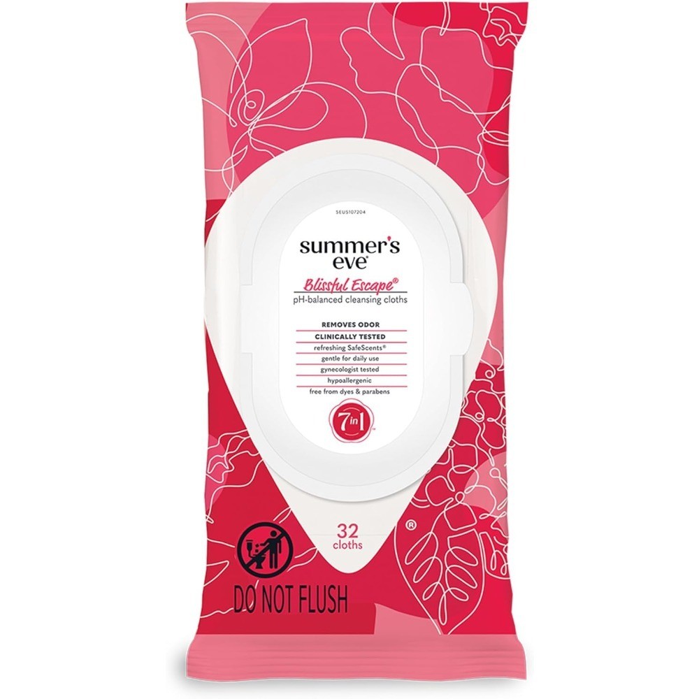 Gentle pH-Balanced Feminine Wipes for Odor Control Resealable Pack of 32 Wipes