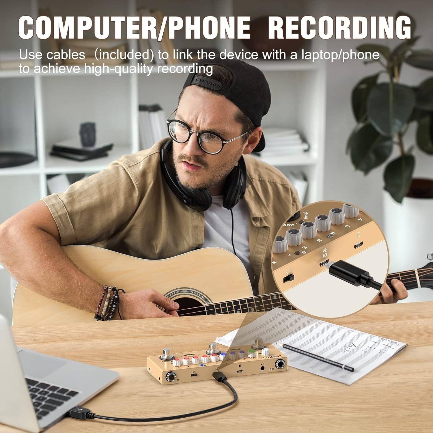 Versatile Multi Effects Pedal for Acoustic Guitar with 9 AMP Models & Bluetooth