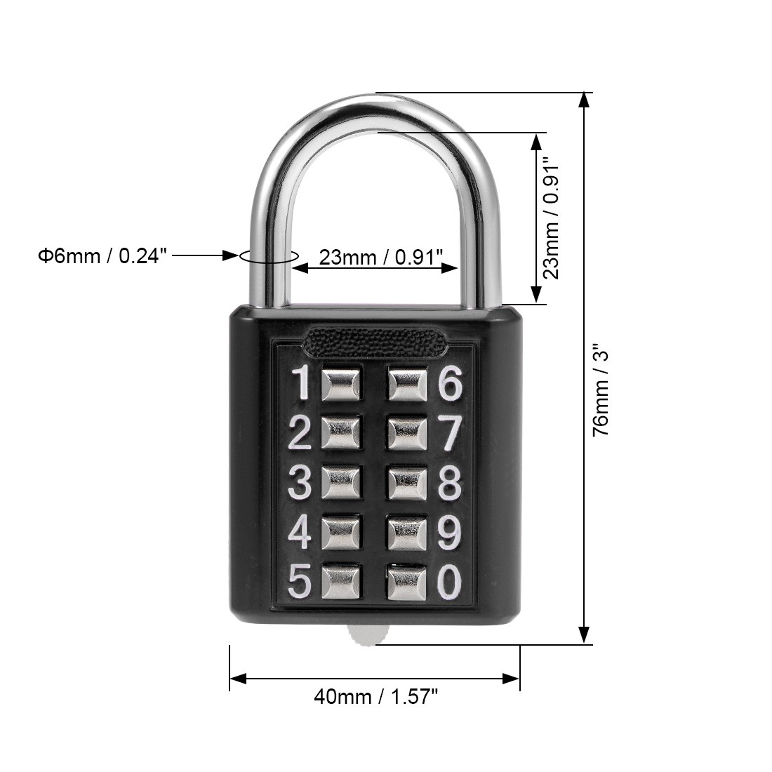 10-Digit Combination Padlock Push Button Locker Cabinet Lock Black 2Pcs