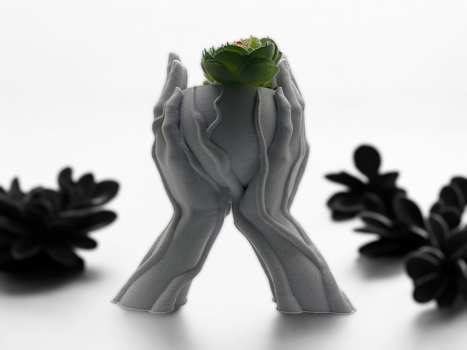 3d Printed Planter Hands Holding A Bowl 6 Inchs Tall Color White