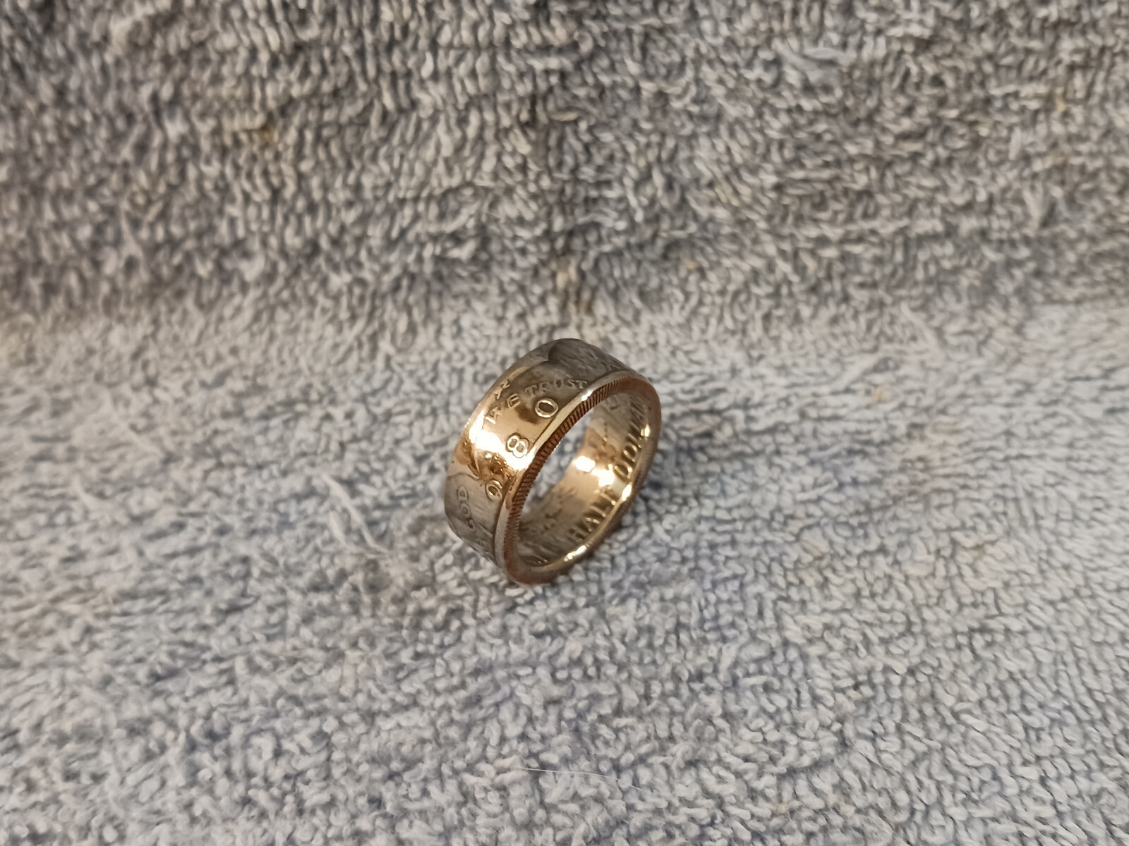 1980 Kennedy Half Dollars  size 11 coin ring  handmade mixed metals