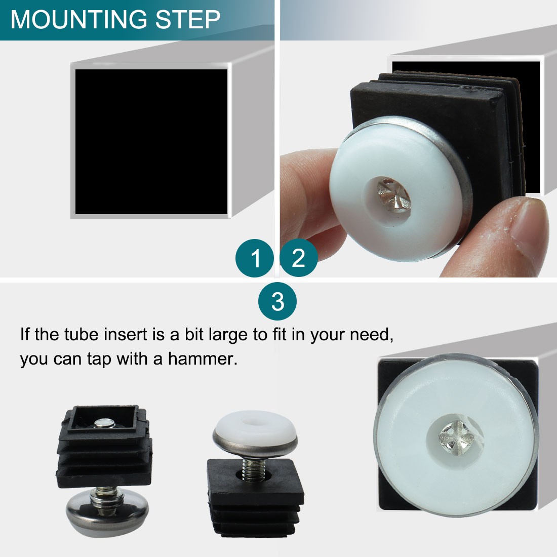 M8 Leveling Feet 30 x 30mm Square Insert Adjustable Furniture Glide 8 Sets