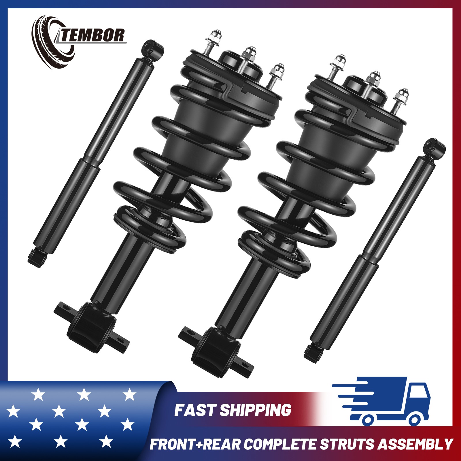 4PCS Front Rear Shocks Struts Assembly For 2015-2019 GMC Yukon XL 5.3L 6.2L