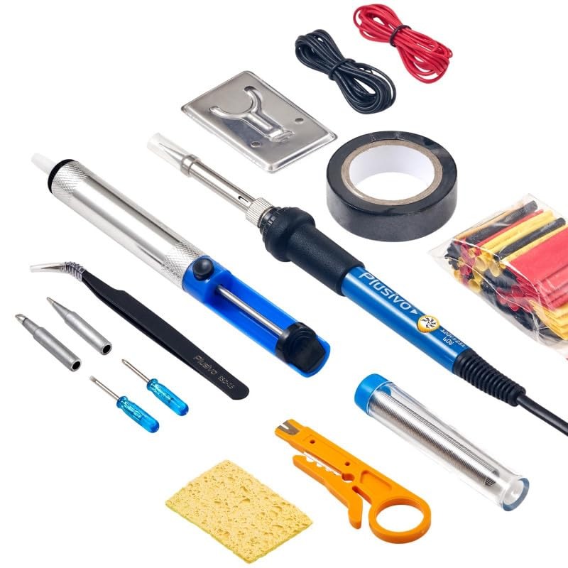 Cautin Para Soldar Estaño Electrico 110v Kit con Puntas Bomba de Desoldar US-60W