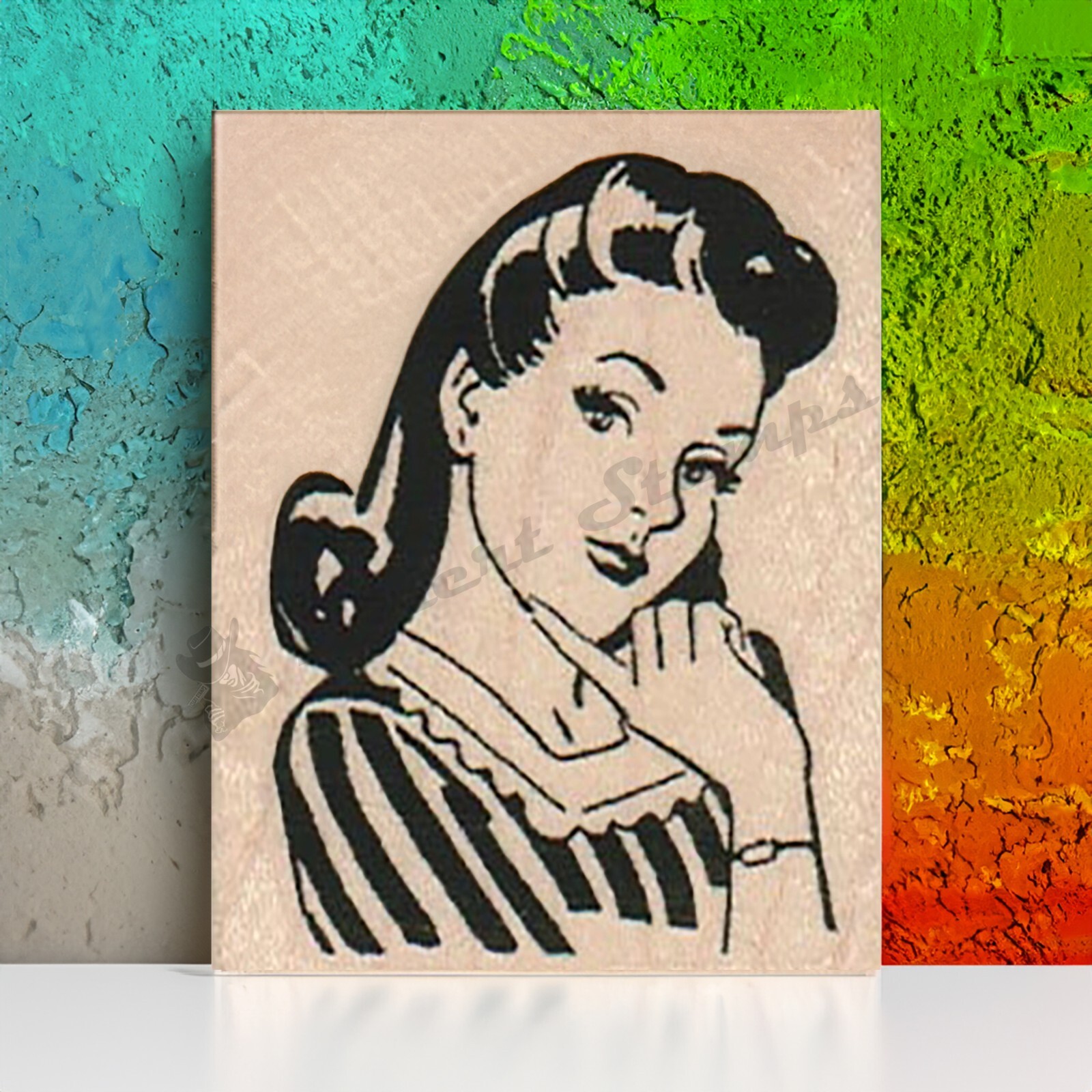 Mounted Rubber Stamp, Retro Lady, 1950s Housewife, Retro Woman, Pretty Lady, 50s