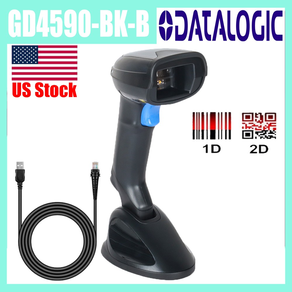 Datalogic Gryphon GD4590-BK-B Handheld 1D 2D USB Barcode Scanner Reader W/ Base
