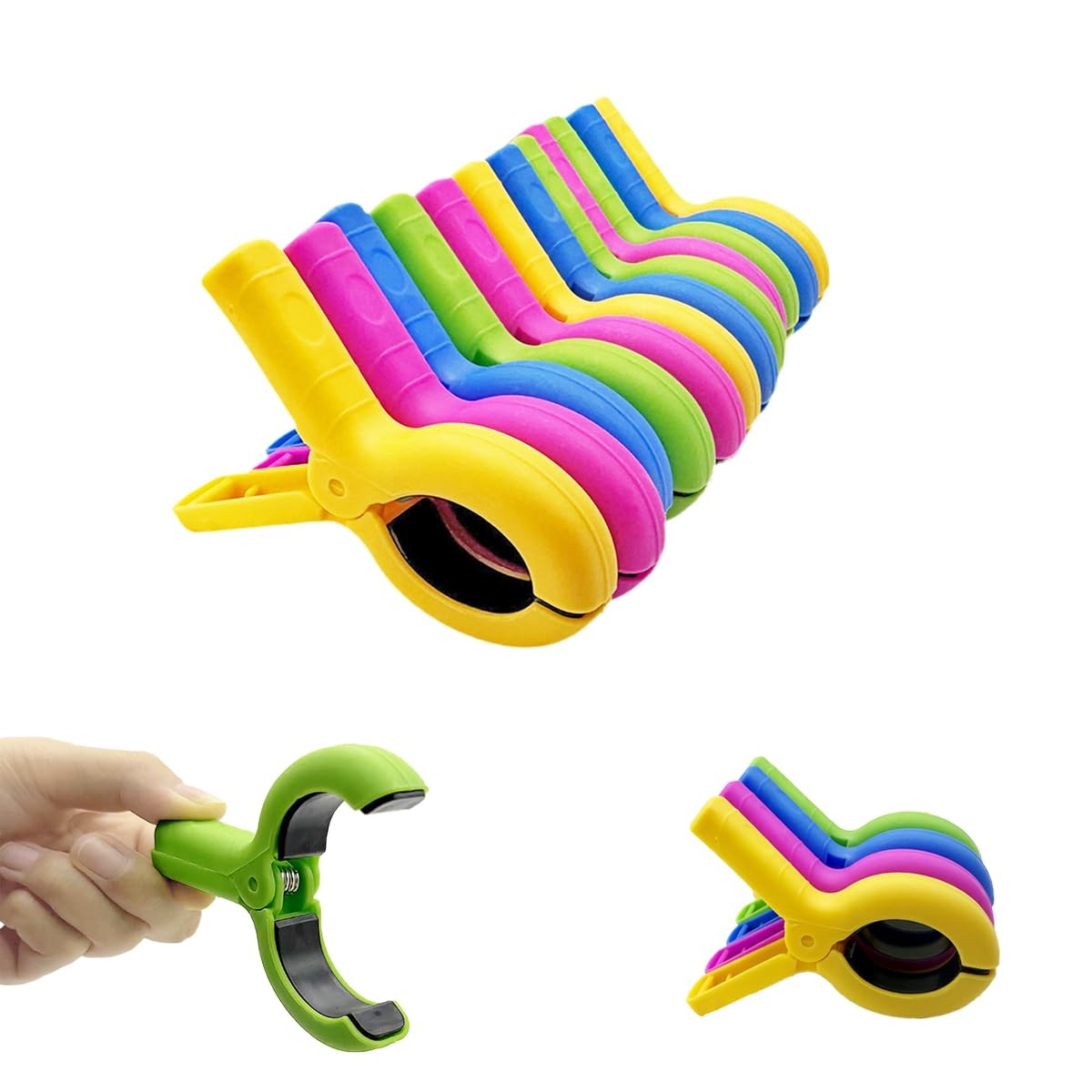 12 PCS Large Beach Towel Clips for Beach Chairs Heavy Duty Clothes Pins Box