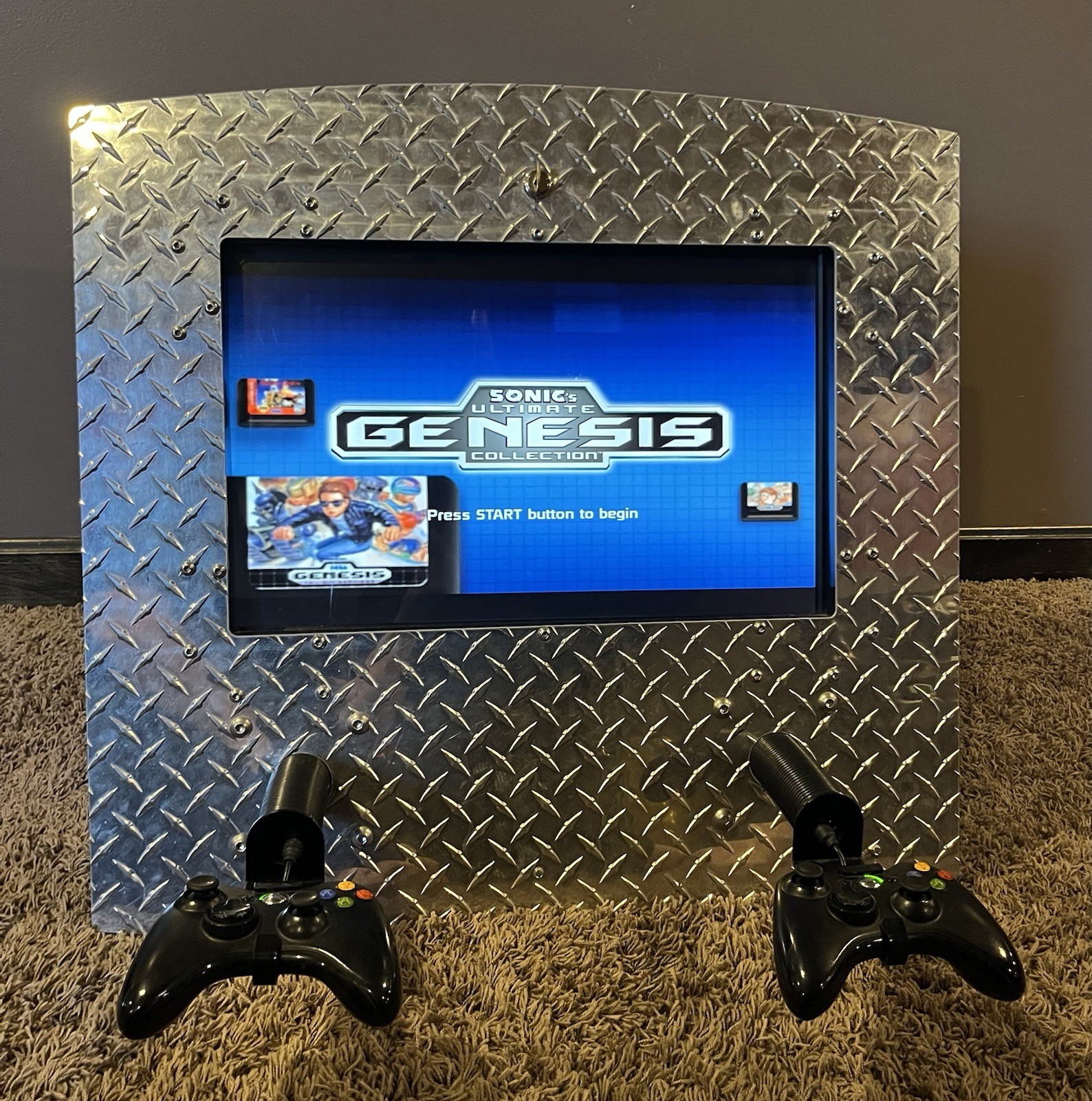Custom Xbox 360 S Arcade Kiosk Cabinet 22" LCD 2 Controllers Man Cave Tested