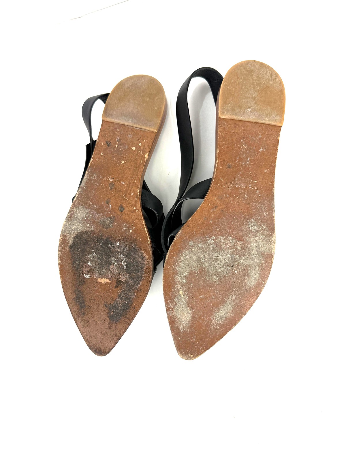 MEGUMI OCHI Black Leather Slingback Pointed Flats Size 38