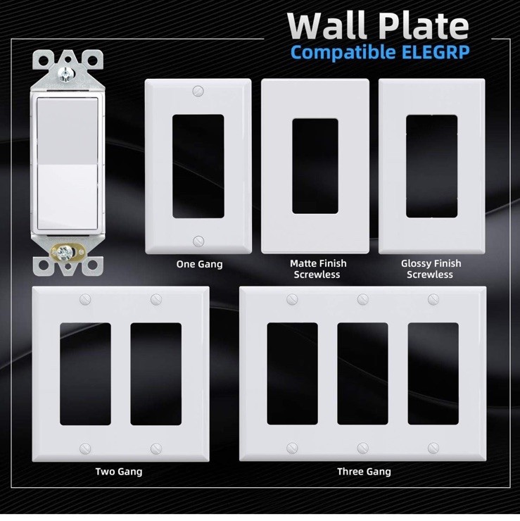20 Pack Glossy White Single Pole Decorator Light Switch, 15Amp, 120-277V, UL