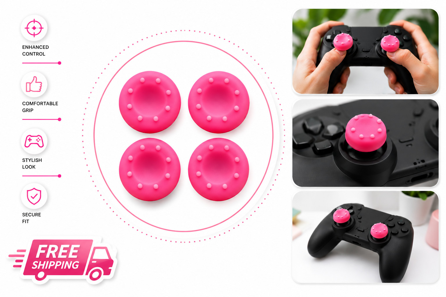 4x Silicone Thumb Stick Grips Caps For PS5 PS4 Xbox Series X S Switch Controller