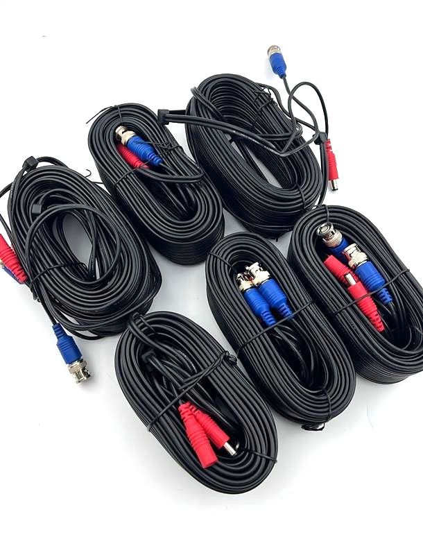 LOREX 60ft (18m) 4K RG59 Power Cable for BNC Analog Security Cameras - 6 Pack