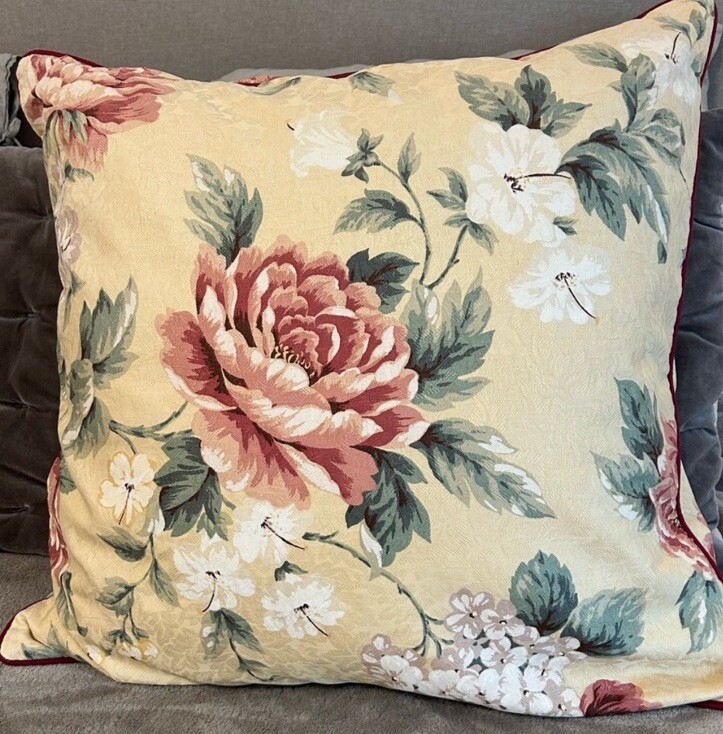 Cottagecore set of Euro Shams handmade ROSES shabby damask floral chic hydrangea
