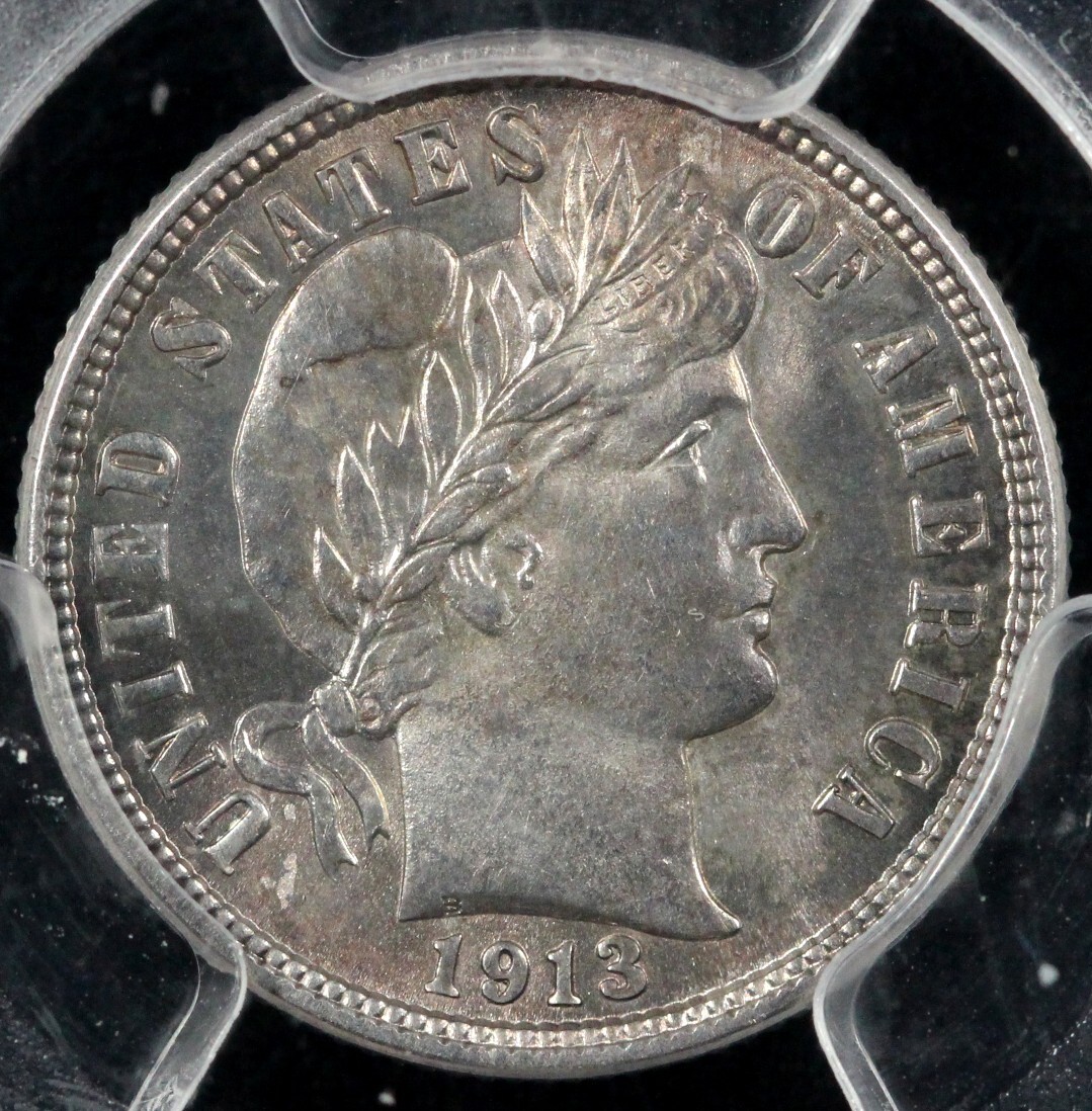1913 10c Barber Dime PCGS MS 64