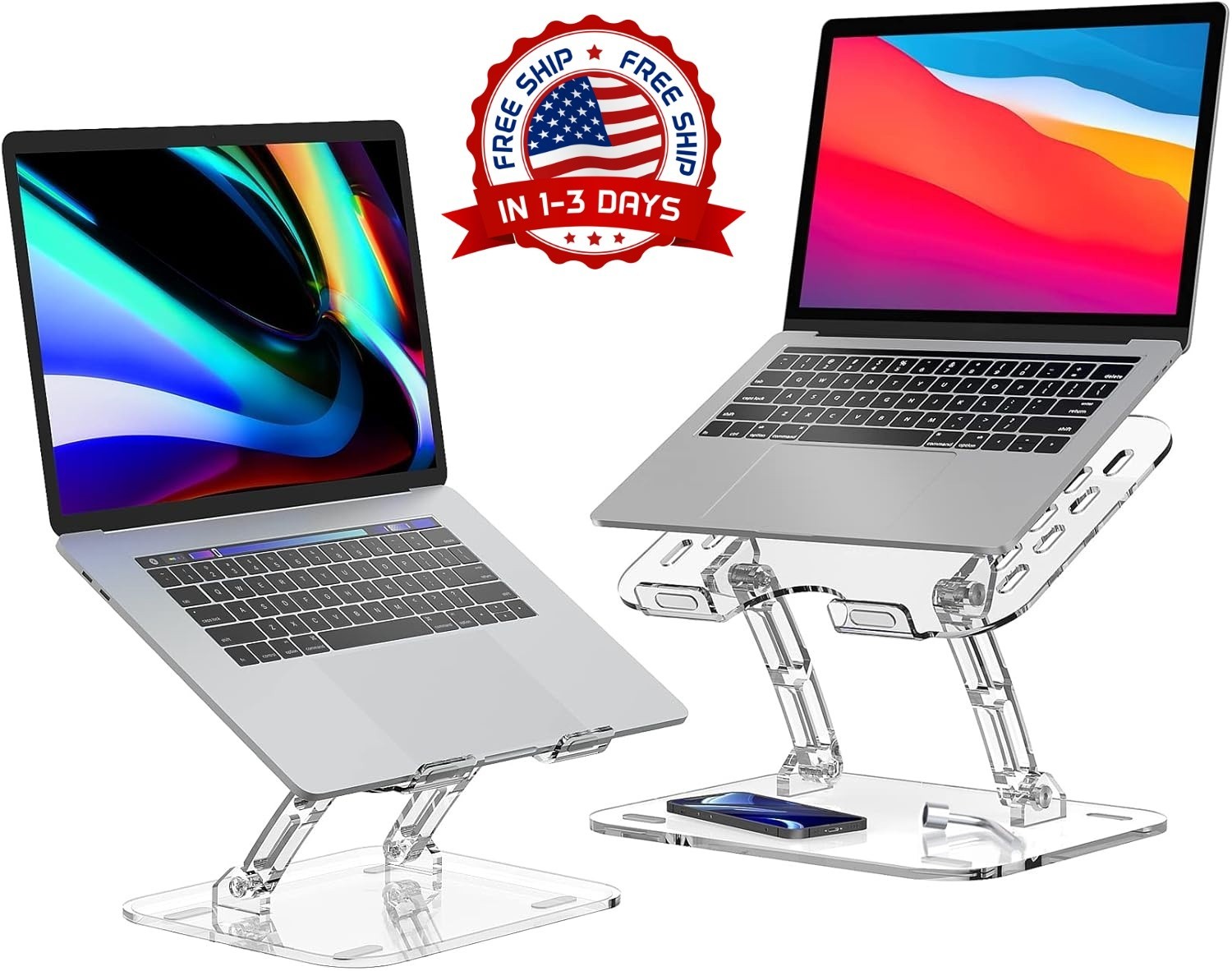 Soporte de acrílico para portátil (2 unidades), ergonómico y ajustable NUEVO US