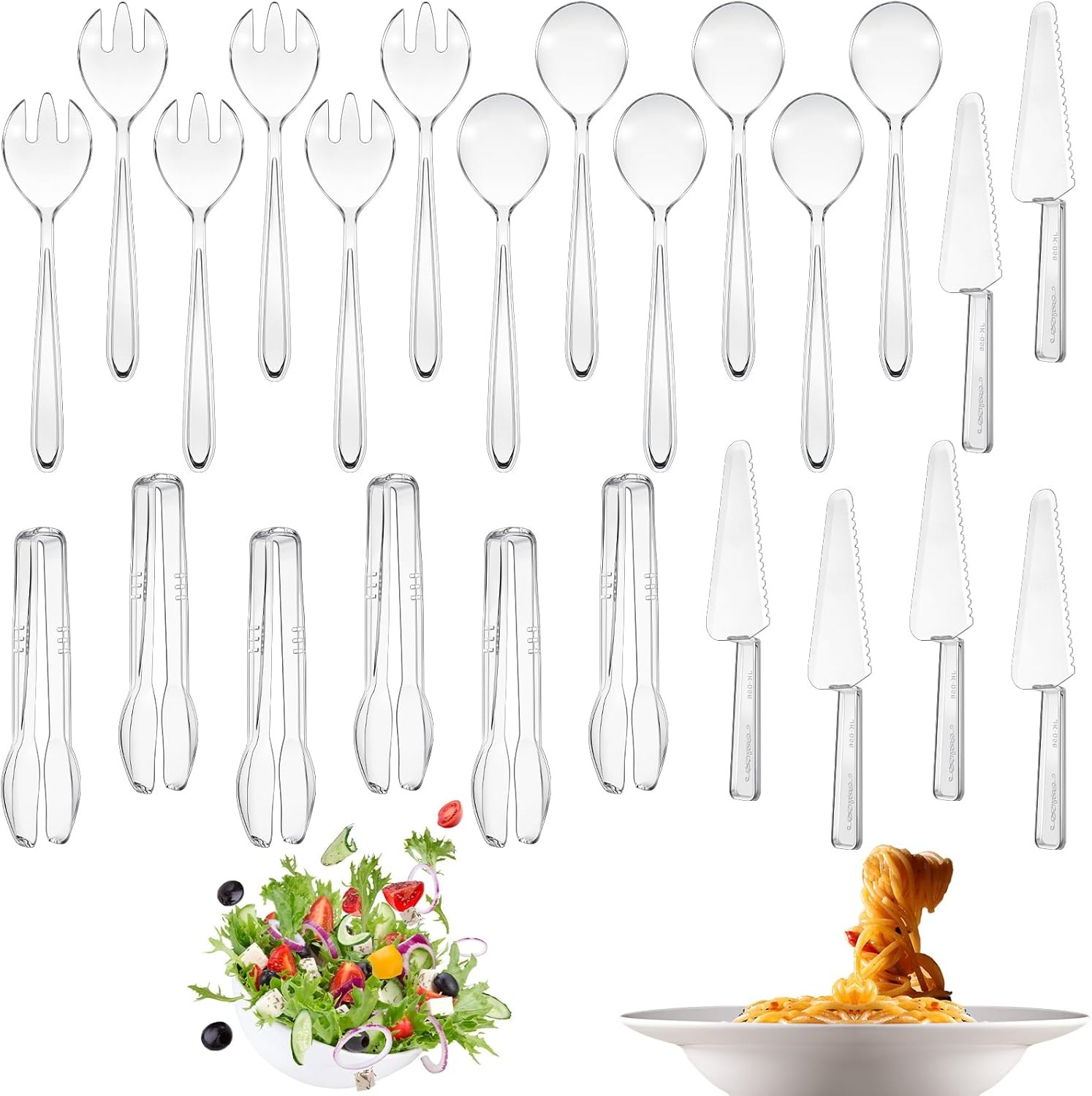 Disposable Plastic Serving Utensils Set 6 Each Serving Spoons Forks Knife