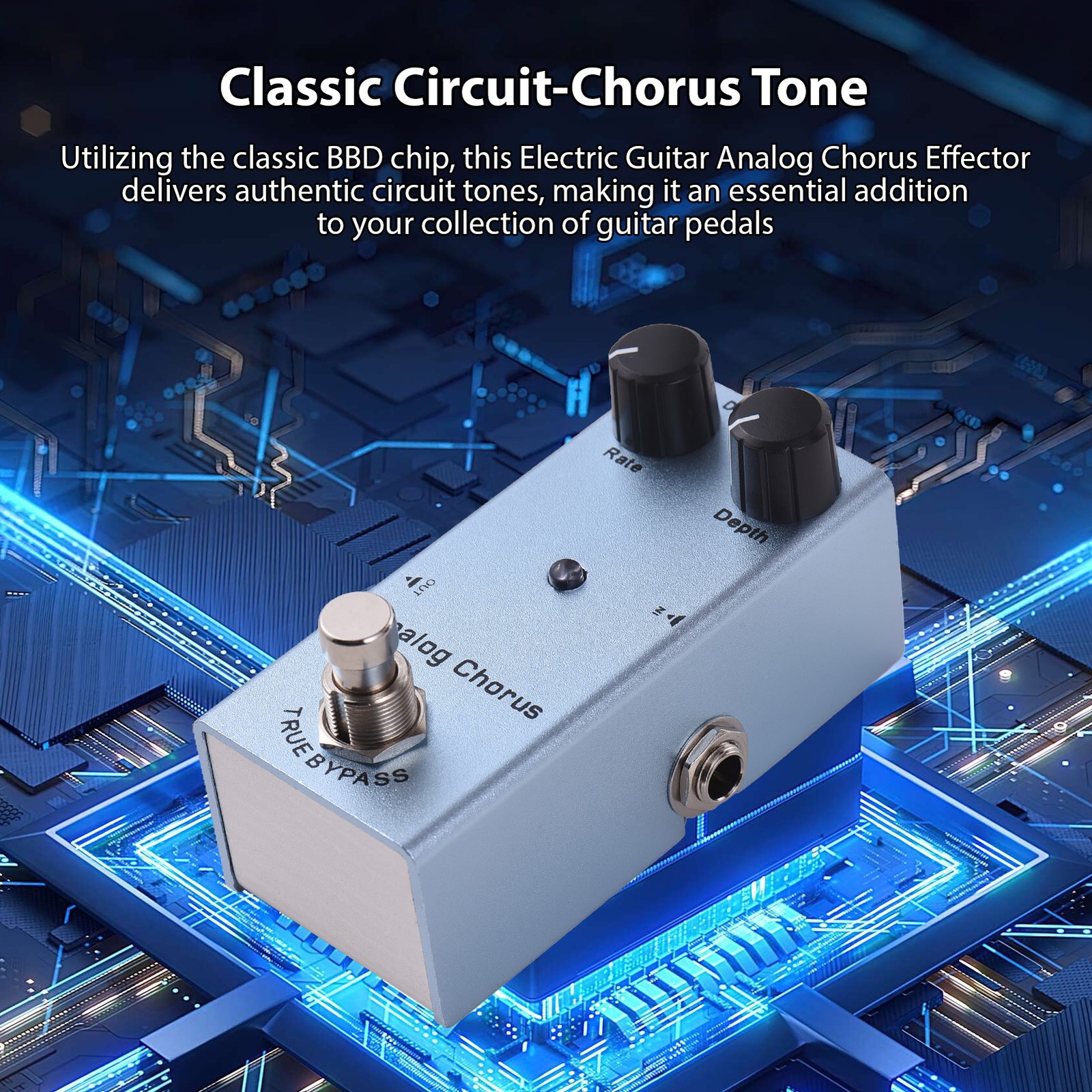 Analog Chorus Guitar Effects Pedal Rate/Depth Controls Knob DC 9V 6.35mm BRAS