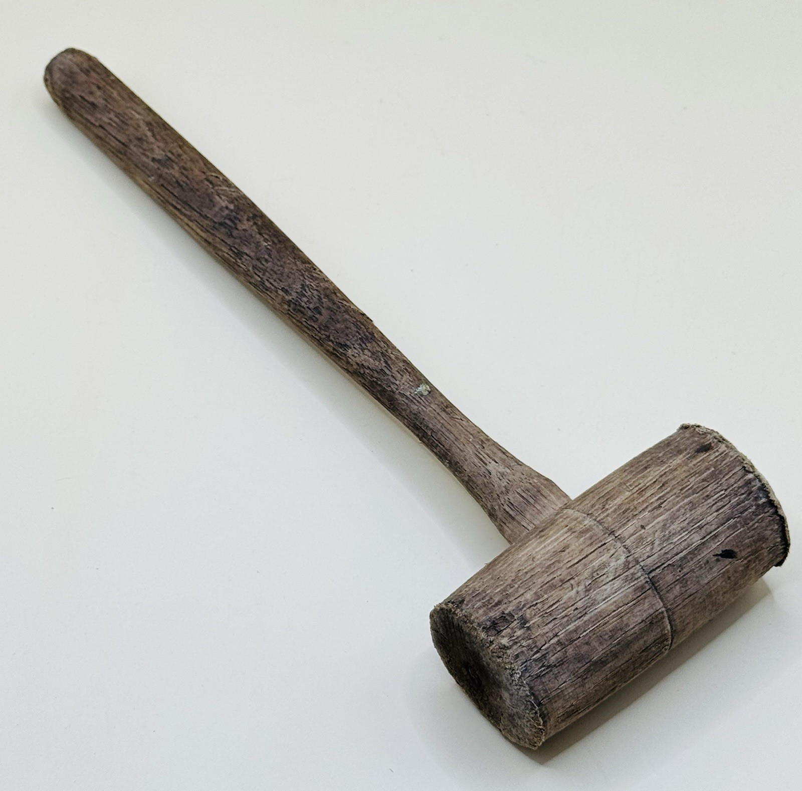Antique Handmade Primitive Wooden Mallet Woodworking Tool 3" Hammer 9.5" Length