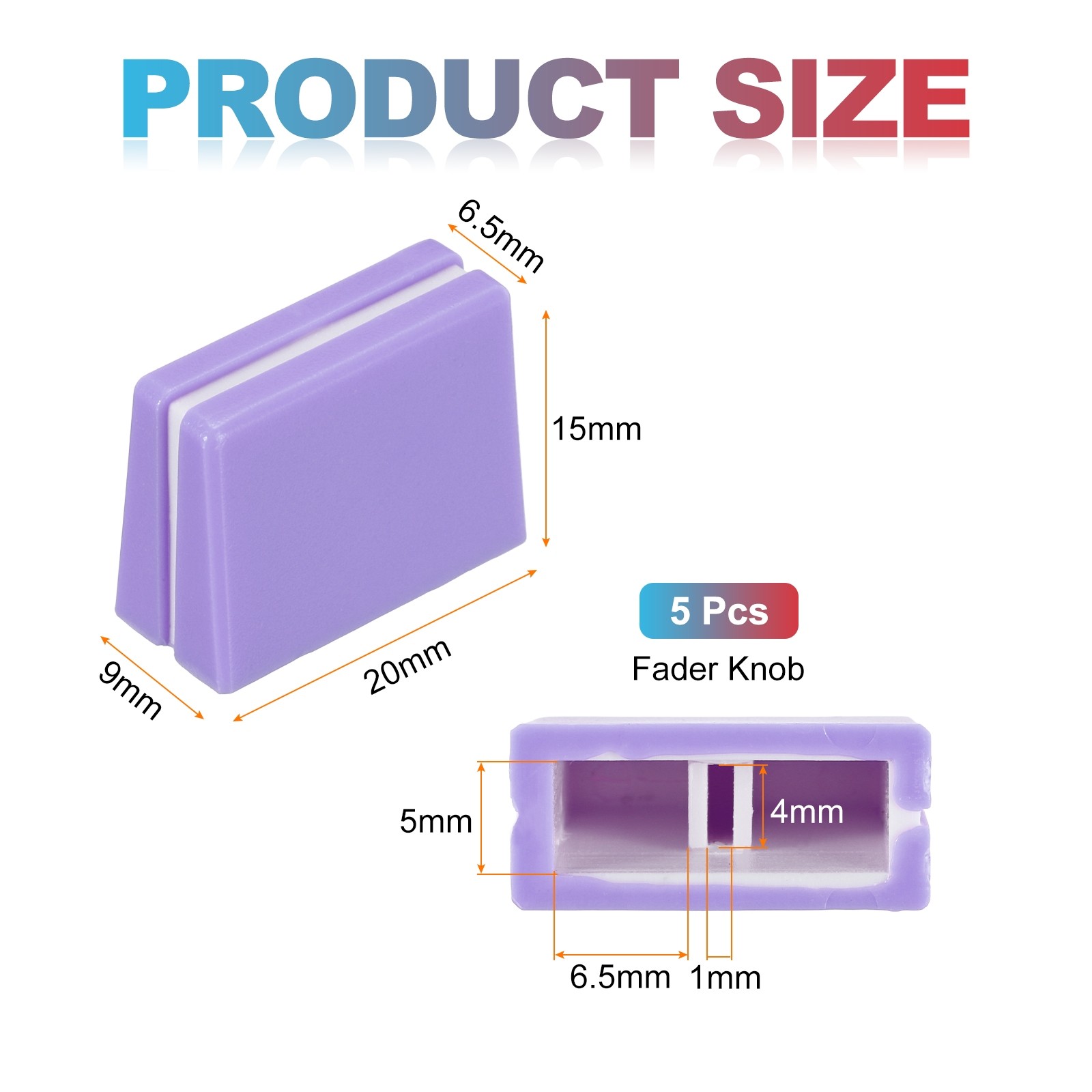 Universal Fader Knobs, Purple Mixer Fader Caps Plastic for DJ Console, 5Pcs