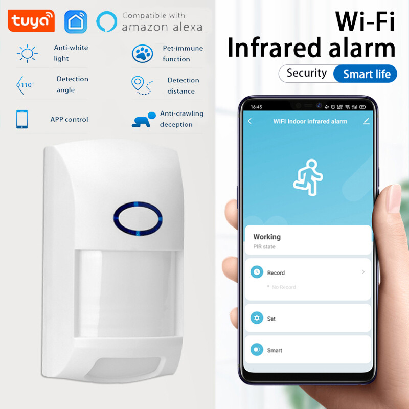 Tuya Smart WiFi Infrared Detector PIR Motion Sensor Home Security Google Alexa