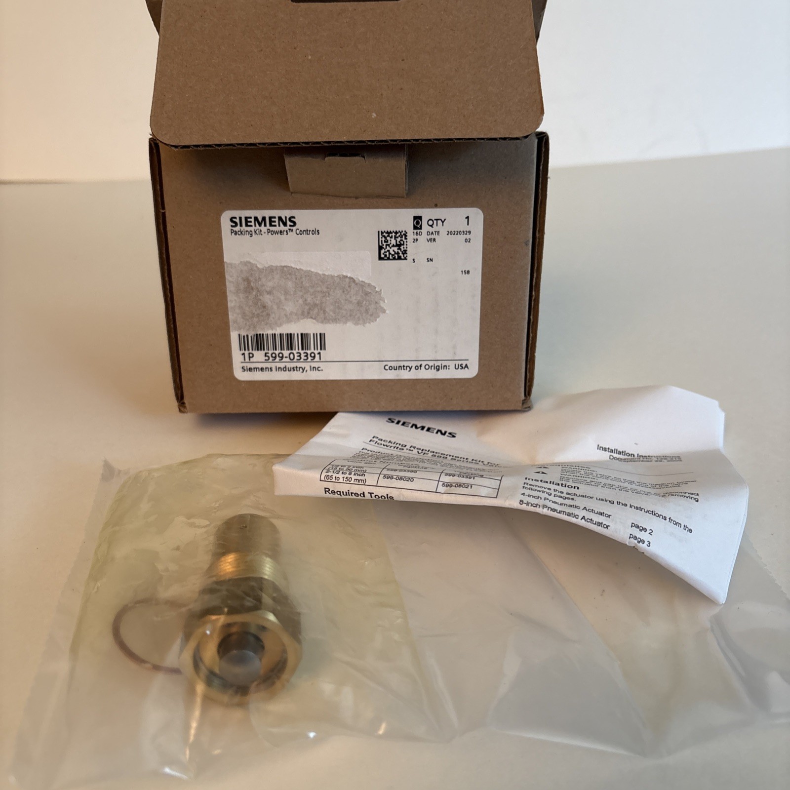 Siemens 599-03391 Packing Kit 10mm V-Ring Brand New Sealed OPEN BOX