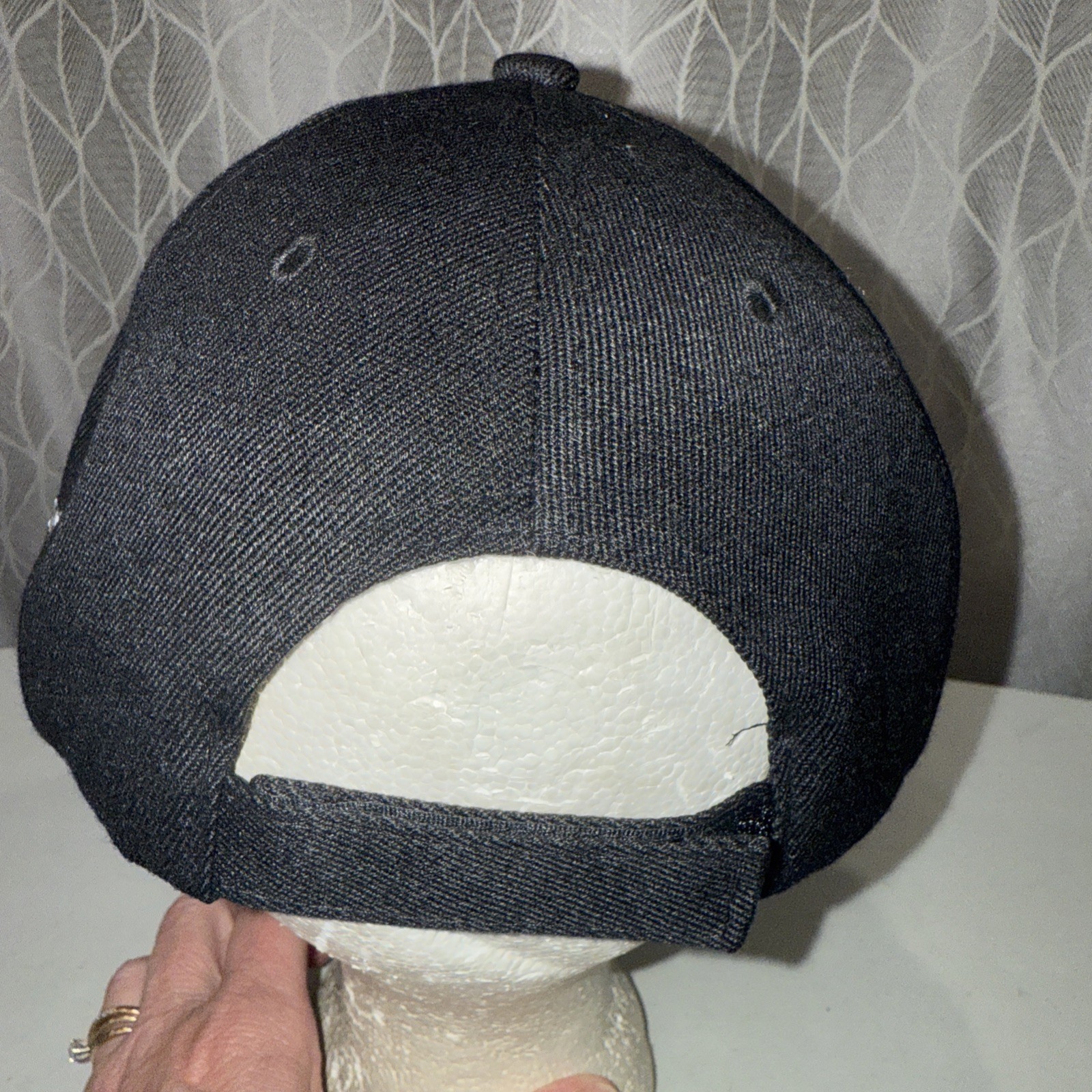 Crane Nuclear Black Hat Cap w Orange Rectangle and White Letters Hook Loop EUC