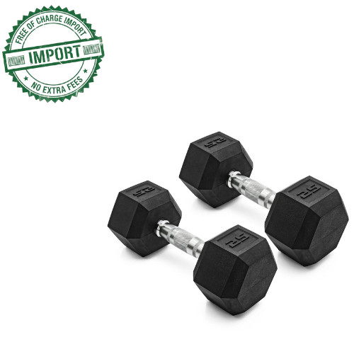 CAP Barbell, 25lb Coated Rubber Hex Dumbbell, Pair