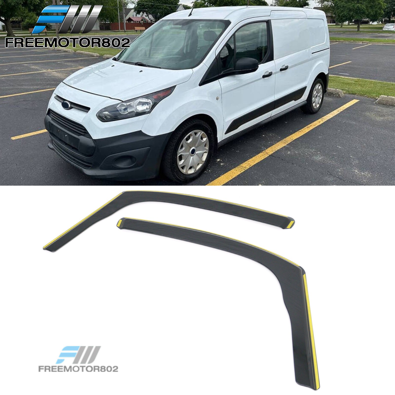 Fits 14-23 Ford Transit Connect In-Channel Window Visors PC Rain Wind Shade 2PCS